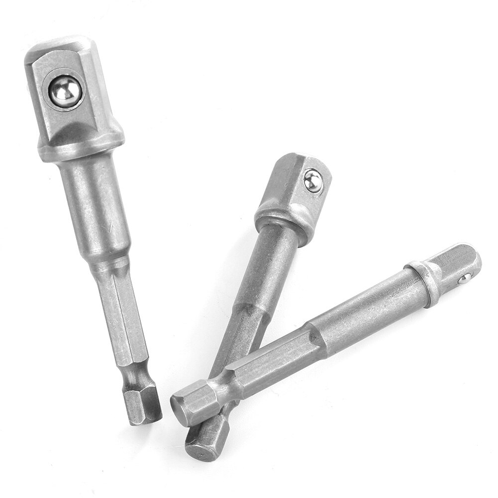 3 stk fatningsadapter 1/4 tommer sekskantet skaft  to 1/4 3/8 1/2 firkantet adapter til boremaskine topnøgle