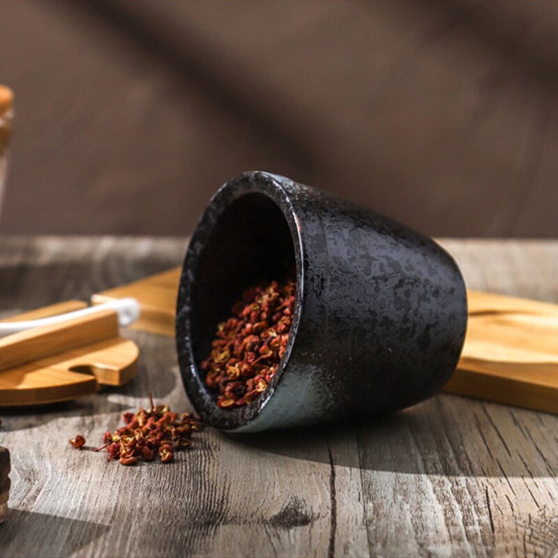 Japanse Stijl Keramische Kruidenrek Kruiden Doos Zout En Peper Containers Set Met Bamboe Deksel Dienblad Kruiderij Jar