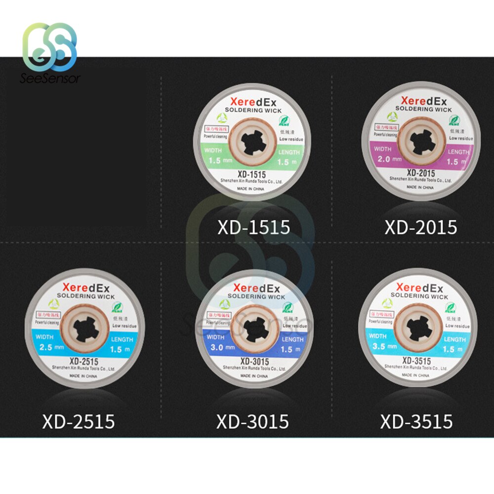 1.5 Mm 2 Mm 2.5 Mm 3 Mm 3.5 Mm Breedte 1.5M Lengte Desoldering Braid Lassen Solder Remover Wick wire Lead Cord Flux Bga Reparatie Tools