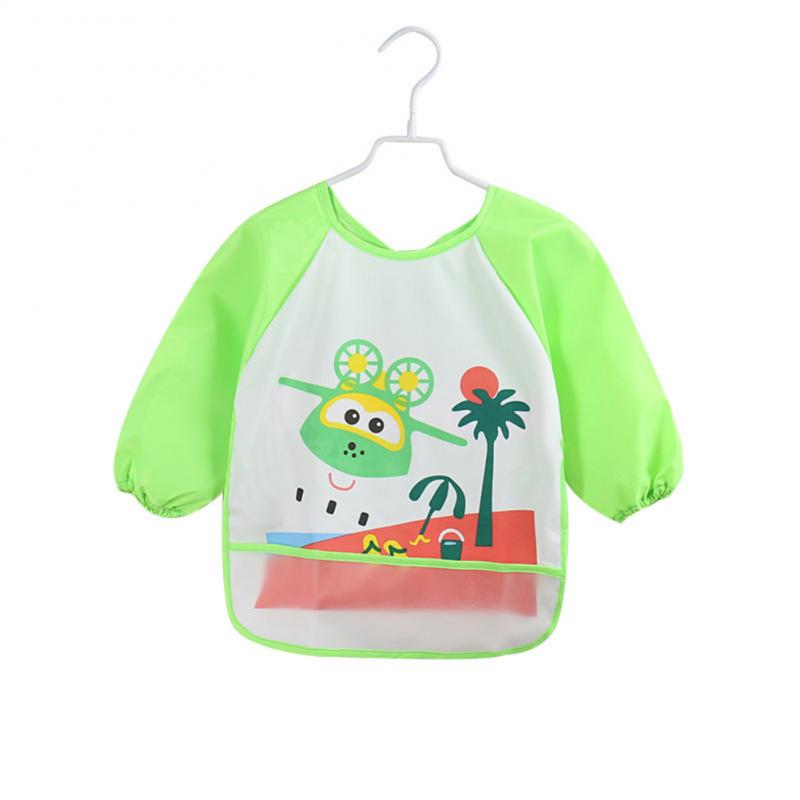 5 Kleuren Soft Kids Full Body Cover Lange Mouwen Slabbetjes Tpu Waterdichte Feeding Bib Unisex Kinderen Voeden Comfortabele Schort Slabbetjes burp: 3