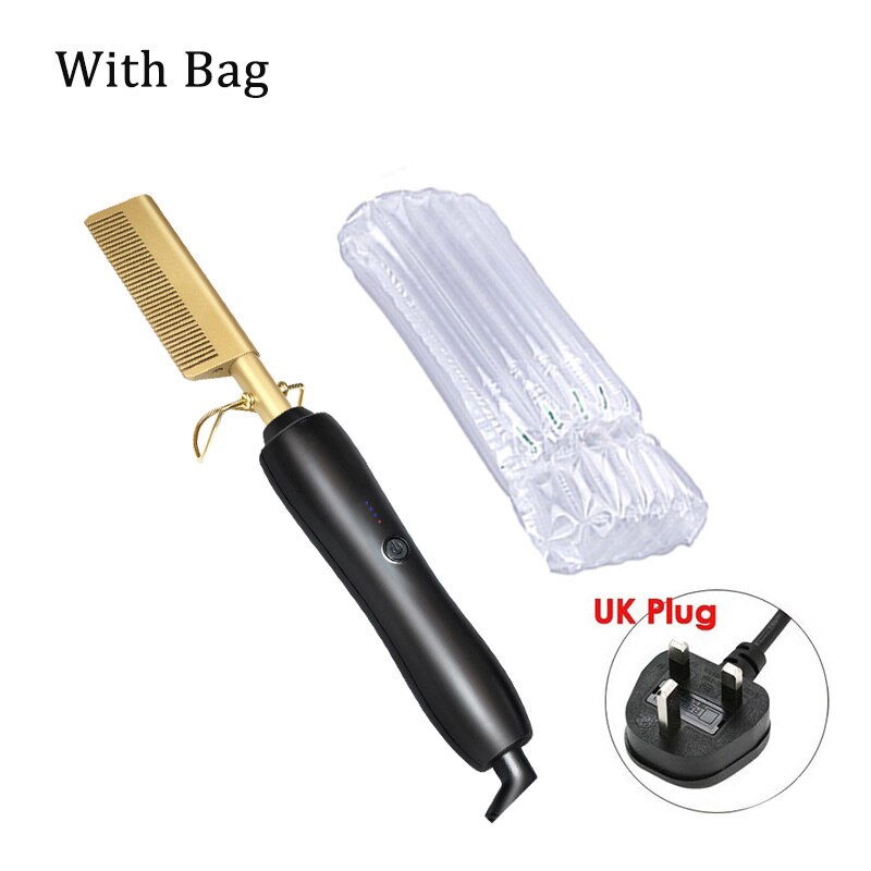 Verwarming Kam Stijltang Kam Ijzer Rechte Borstel Curling Iron Hair Curler Kam Us/Eu/Uk Pulg strijkijzers Stijltangen: Black