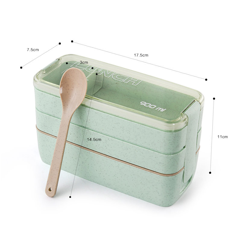 3-Layer Creatieve Plastic Lunchbox Voedsel Containers Magnetron Bento Lubox Voor Student Draagbare Voedsel Storage Case Picknick Wandelen