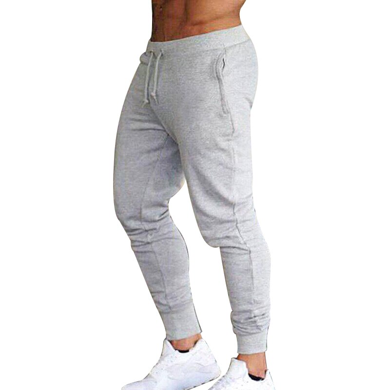 Mannen Gym Broek Katoen Potlood Broek Bodybuilding Trekkoord Jogger Broek SAL99: M / Grijs