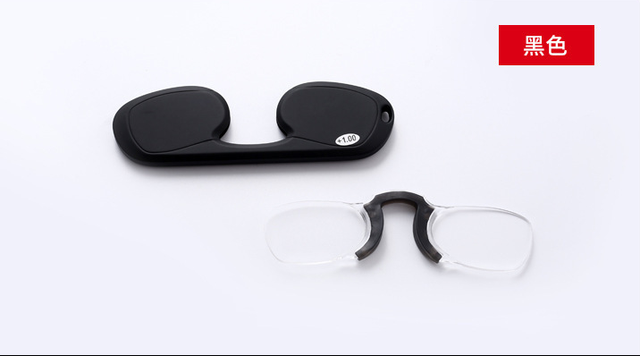 Clip-On Leesbril Mini Draagbare Leesbril Neus Clip Mannen Vrouwen Verziend Glazen Met Case: Black / 350