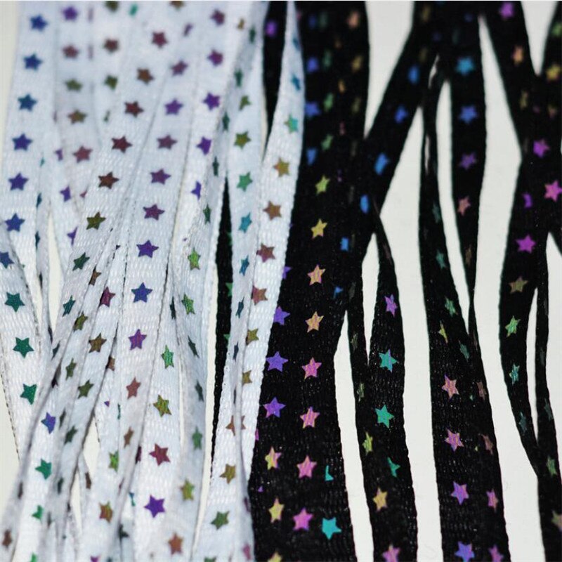 Holographic Reflective Star Shoelaces Double-sided Reflective High-bright Luminous Flat Laces Sneakers ShoeLaces Strings