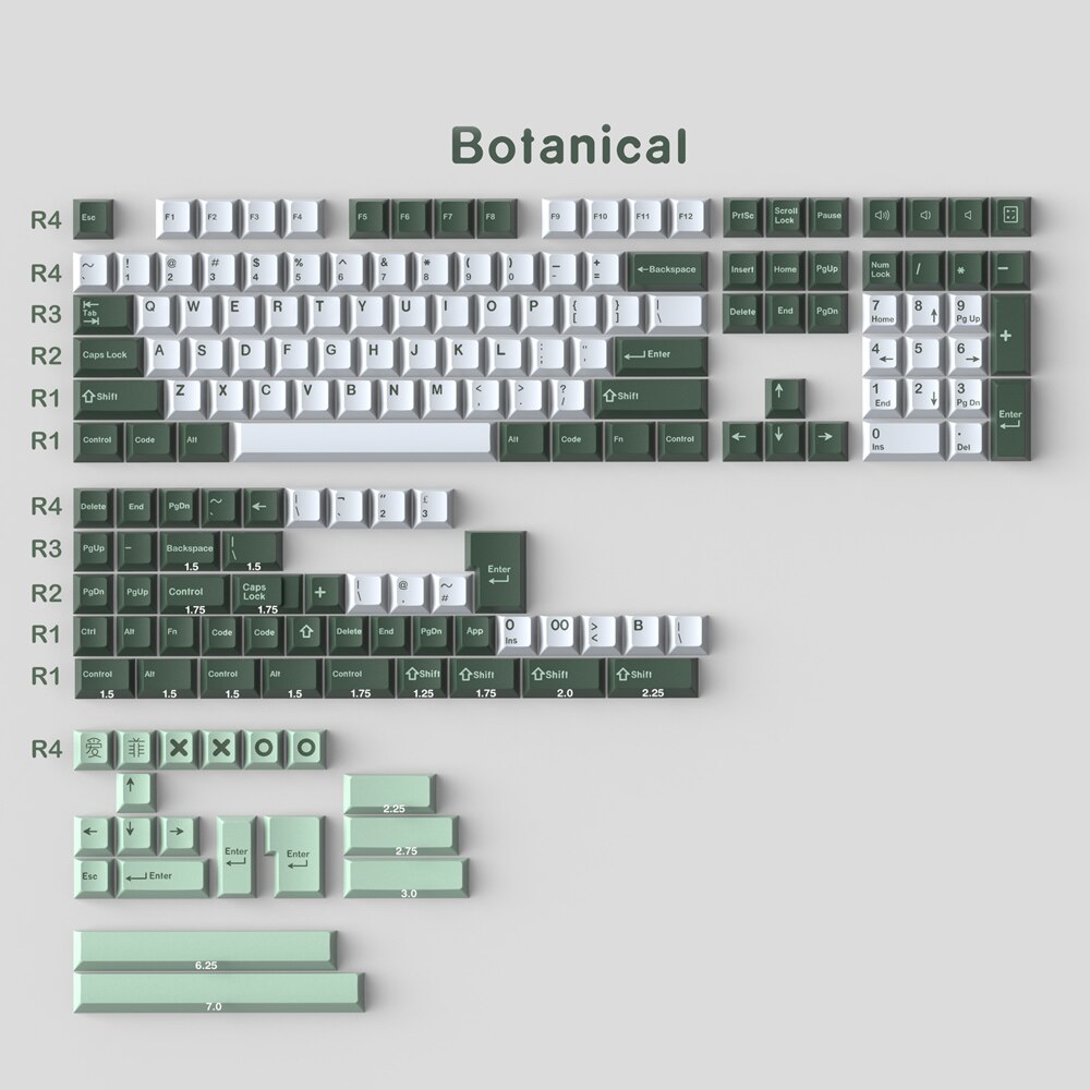 GMK Copy Monster/ Botanical/Blue Samurai 173 Key DOUBLE SHOT Cherry Profile Keycap For Mechanical Gaming Keyboard GMMK Pro: 173 KEYS Botanical