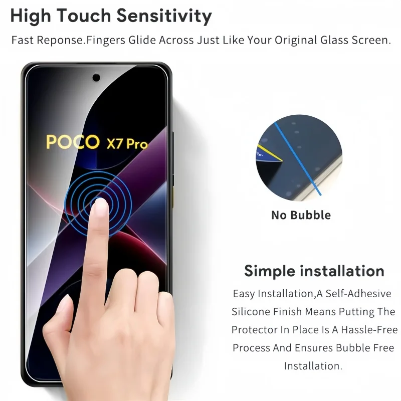 For Xiaomi POCO X7 Pro Premium Tempered Glass Fingerprint Unlock Glass For Xiaomi POCO X7Pro X6Pro Dust Free Screen Protector