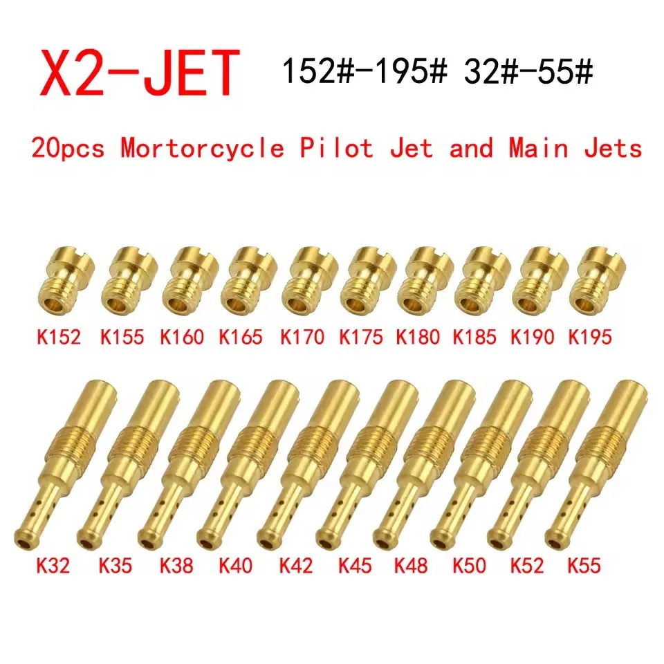 Motorfiets Carburateur Nozzle Hoofd Jet en Slow/Pilot Jet Set Vervanging 10/20 PCS Voor NSR KSR PE PWK PWM Keihin OKO KOSO CVK: Zilver