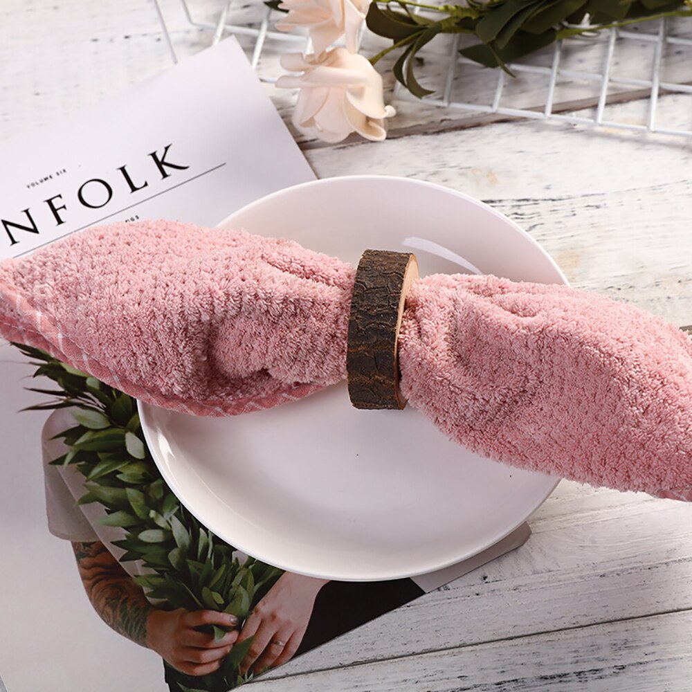 10Pcs Handcrafted Rustic Wood Napkin Rings Holder for Dinner Table Decoration Wedding Party Supplies Retro Stump Napkin Ring