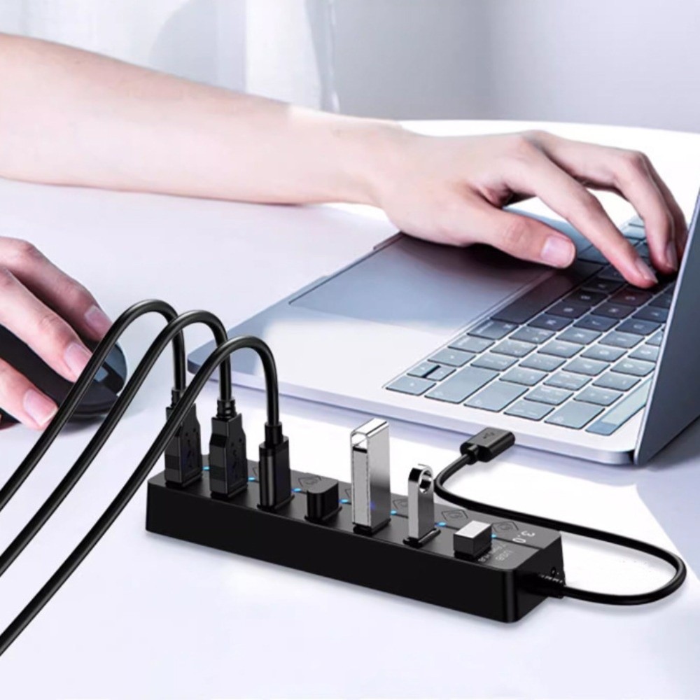 7 em 1 hub usb 3.0 7 portas interruptor independente usb 3.0 divisor de expansão de alta velocidade doca usb extensor de alta velocidade