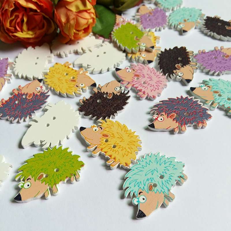 Botones de erizo para decoración del hogar, suministros de manualidades de álbum de recortes, multicolor, mezcla de colores, 50 Uds.
