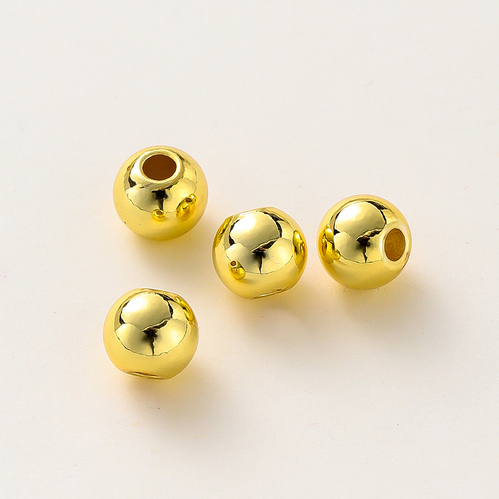Lote de 20-100 unidades de cuentas de cobre chapadas en platino, abalorios redondos y sueltos de 14K y 18K, para joyería artesanal, collar y abalorios: Negro / 7 mm