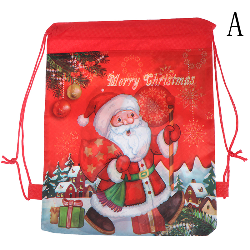 3Styles Santa Claus Drawstring Big Backpack Kids Year Banquet Stockings Holders Bag Christmas Candy Bag: A