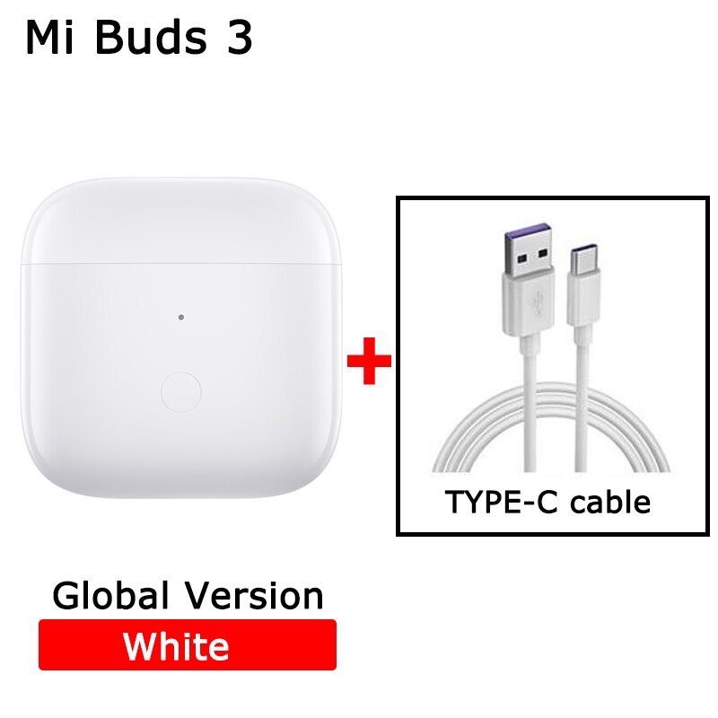 Xiaomi Redmi Buds 3 TWS bezprzewodowe słuchawki Bluetooth podwójny mikrofon QCC 3040 Chip IP54 wodoodporne słuchawki redukcja szumów słuchawki douszne: white GL n cable