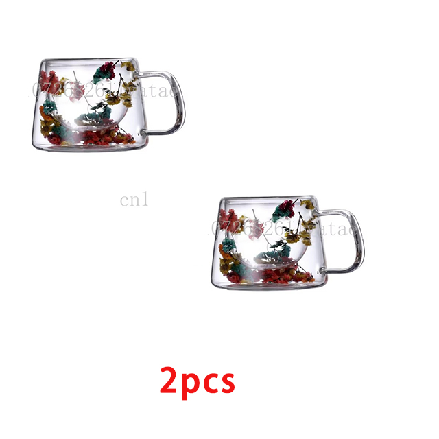 YWDL 1/2/4pcs Double Wall Coffee Mug Heat-resistant Espresso Cup Clear Glass Cup For Cappuccino Tea Water Drinkware: MULTI