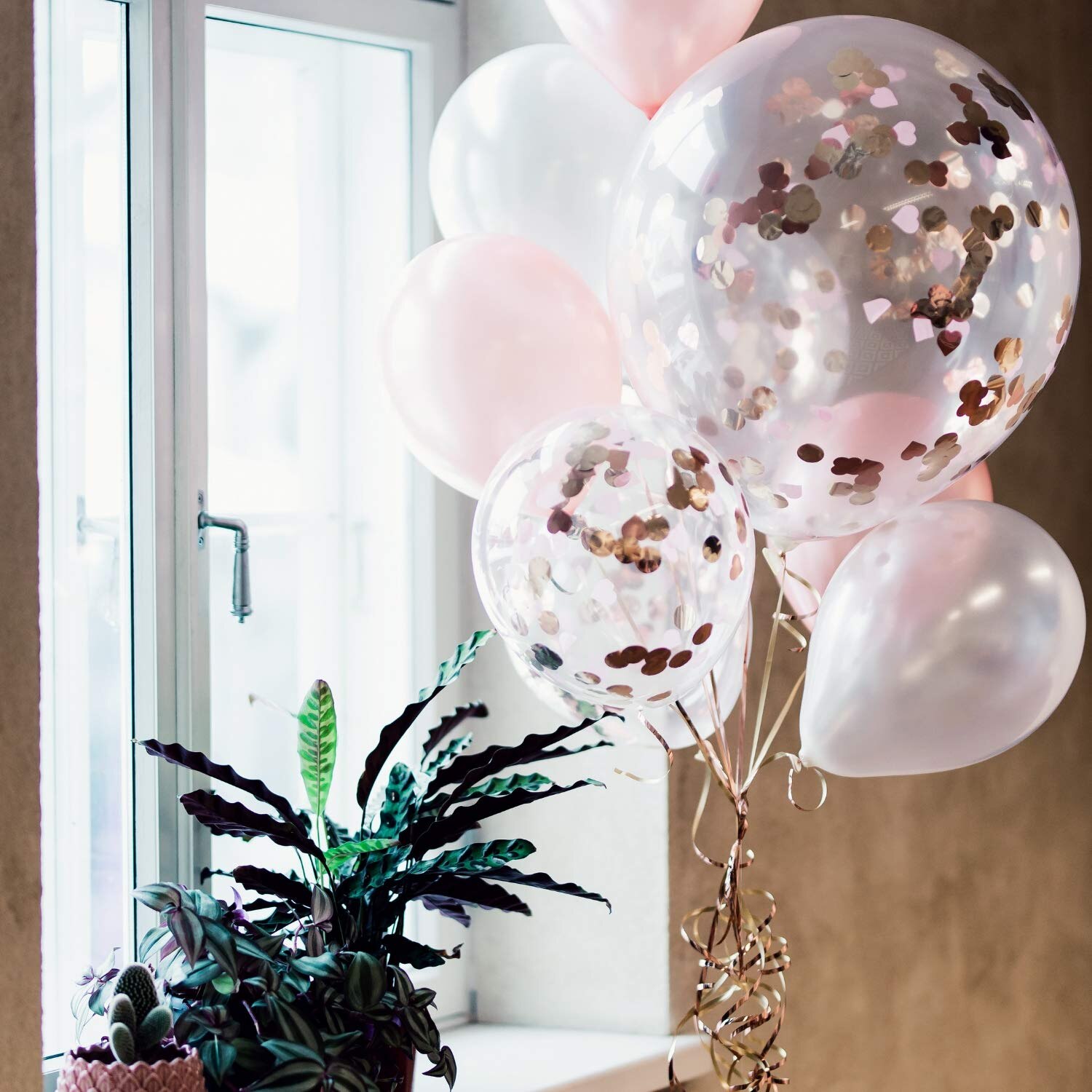 Ballonnen standaard voor 7 ballonnen, doorzichtig, 70cm