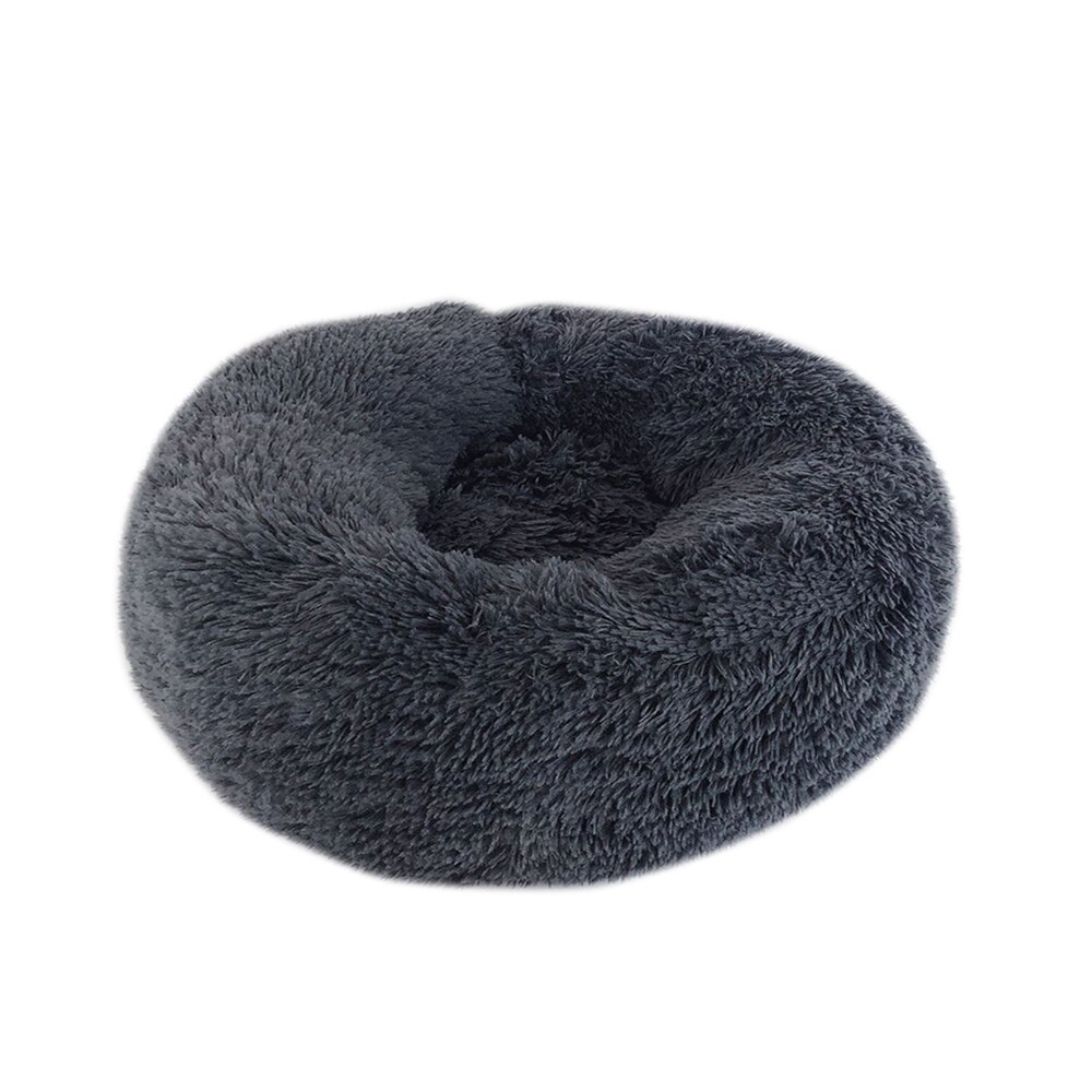 Hond Bed Ronde Pluche Kat Huis Hond Mat Winter Warme Slaapzak Katten Nest Zachte Lange Pluche Hond Mand Huisdier Kussen draagbare Levert: Dark Grey / XS-40cm