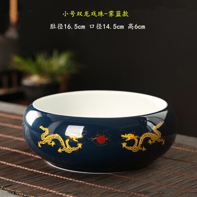 Bol de lavage de thé, brosse d'écriture, pot kung fu accessoires à thé en céramique stylo de sable violet bol d'eau de lavage de thé plante hydroponique: dragon