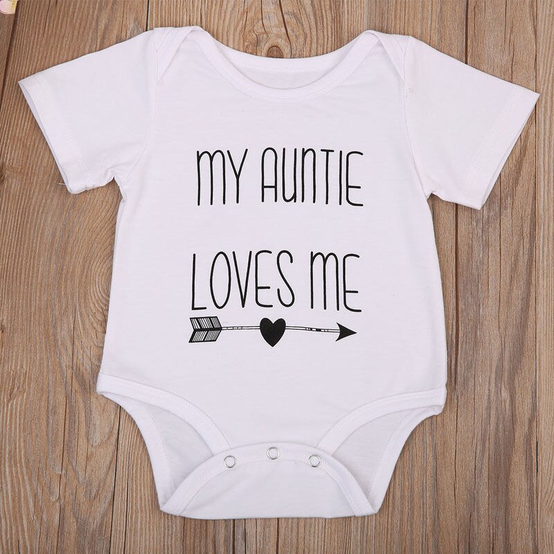 My Auntie Love Me Baby Boy Girls Bodysuit Jumpsuit Cotton Clothes Short Sleeve Outfits Casual Clothes