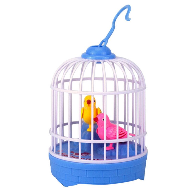 Mini Induction Sound Control Bird Cage Electric Birds Children Toy BM88: Blue