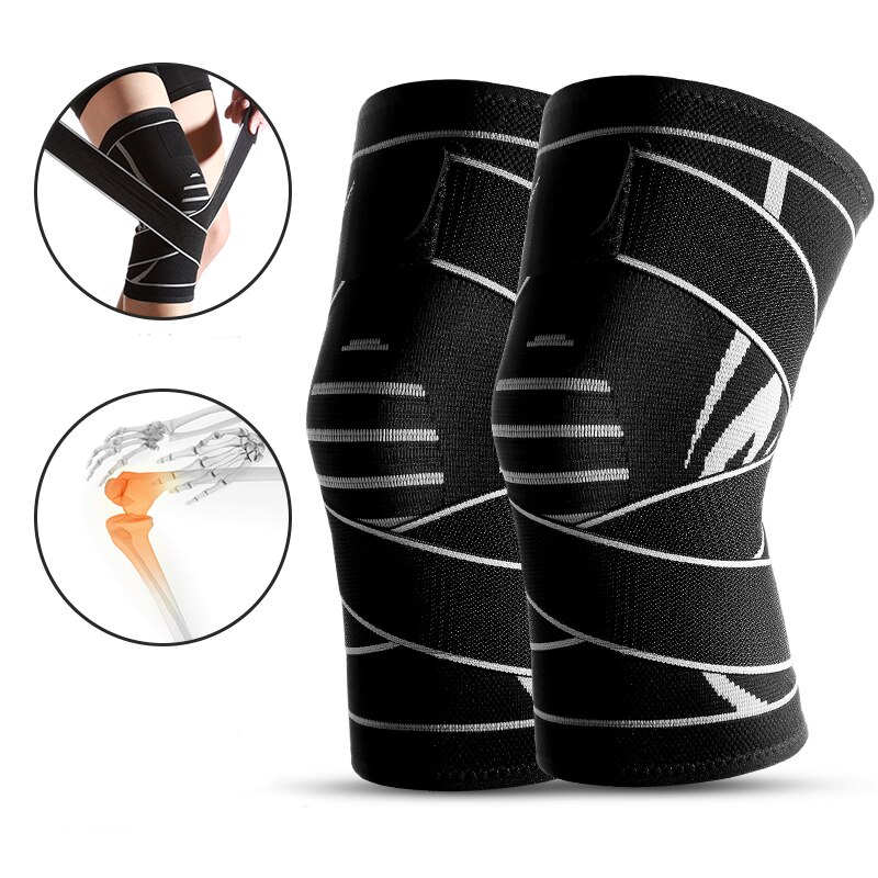 1PC Sports Kneepad Kneecap Men Pressurized Elastic Knee Brace Knee pads support belt for Running Basketball Fitness rodilleras