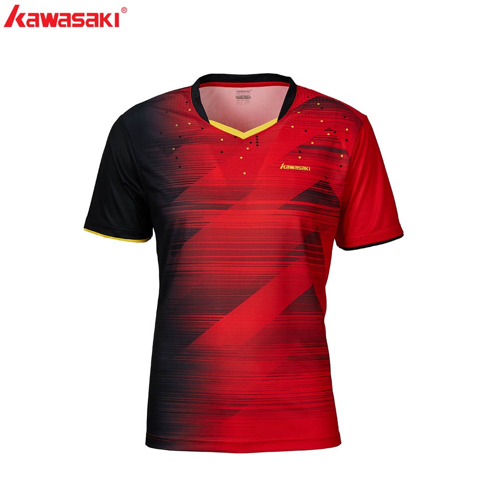 Kawasaki Sportswear 100% Polyester Tennis Men Shirt V-Neck Breathable Sweat Shorts Badminton shirts ST-R1216