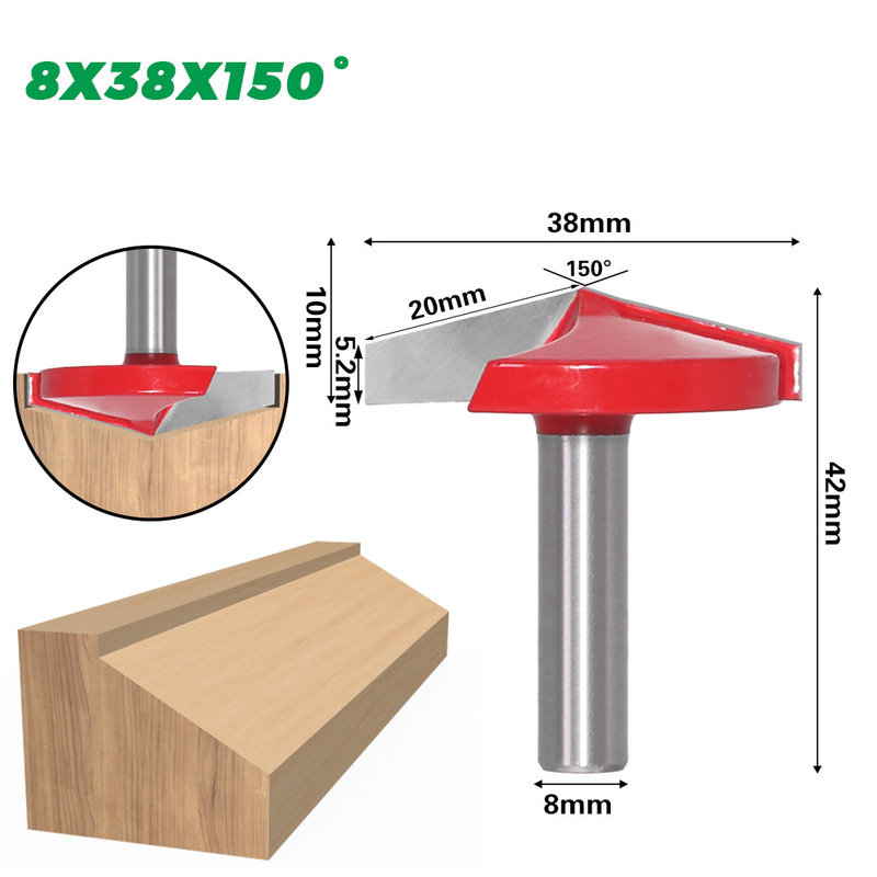 1 stuk 8mm 3d v graveerbit cnc-frees voor houtbewerking wolfraam houtbewerking 60/90/120/150 graden frees: 22mm