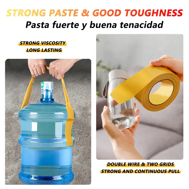 Cinta adhesiva de doble cara de fijación súper fina, malla translúcida resistente, impermeable, sin rastro, potente cinta para alfombras de rejilla