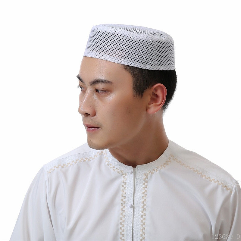 mesh Arab Men hat Jewish India Prayer Hat Breathable mesh Flat Top Innocent Hijab Cap For Man islamic male caps