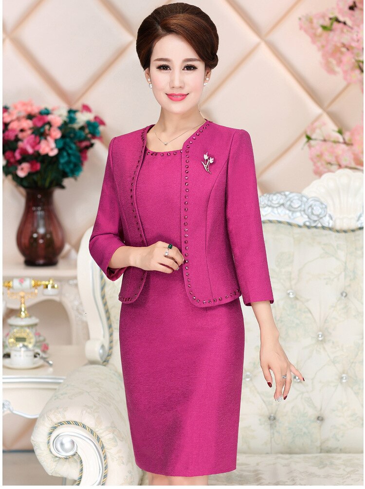 Trajes Vintage para mujer, chaqueta, Bodycon, lápiz, vestido Midi, Oficina para mujer, , Formal, trabajo, boda, conjunto de dos piezas: L