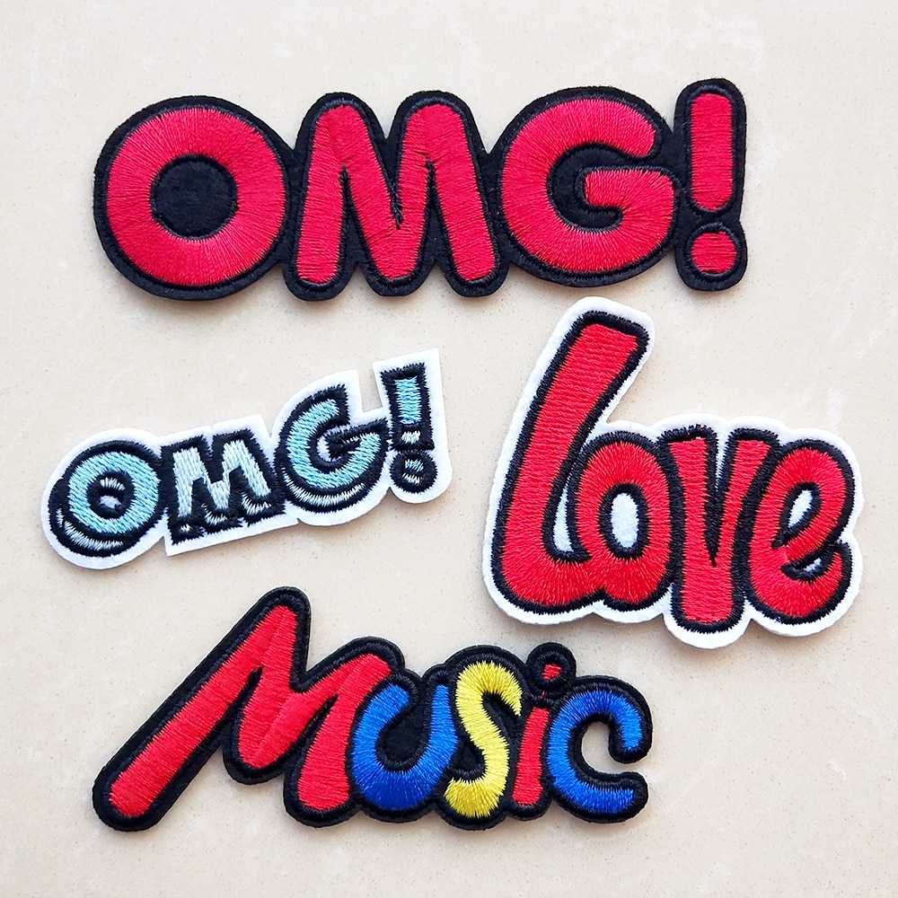 Mode Omg Liefde Muziek Brief Borduurwerk Patches Voor Kleding Ijzer Op Applicaties Stickers Geborduurde Badges Diy Patch