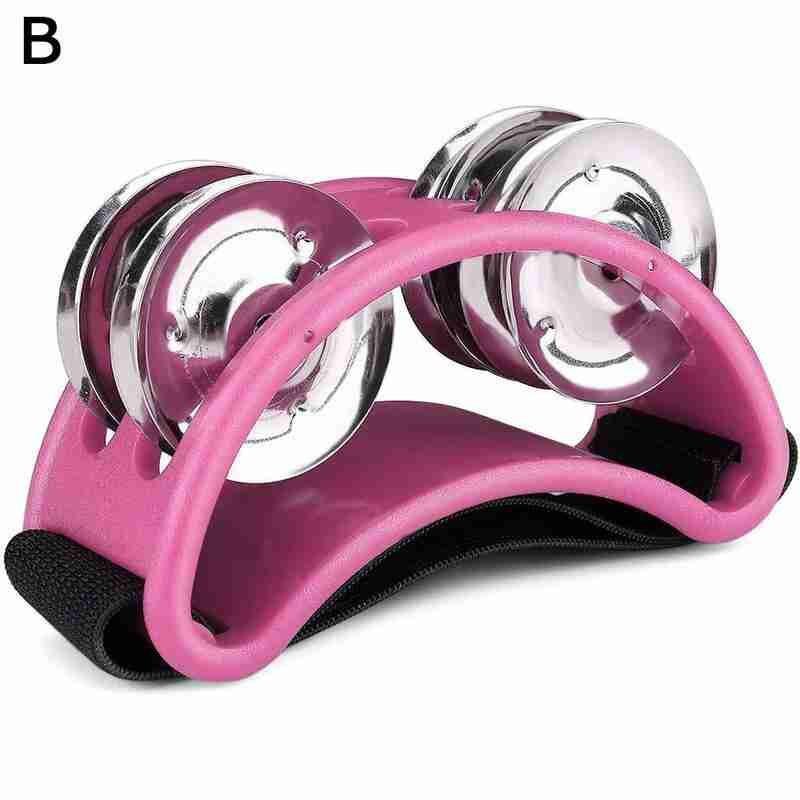 1 pièces hochet tambourin Cajon boîte tambour compagnon accessoire Percussion fournitures Instruments à main pied aide Jingle elliptique Y8I2: pink