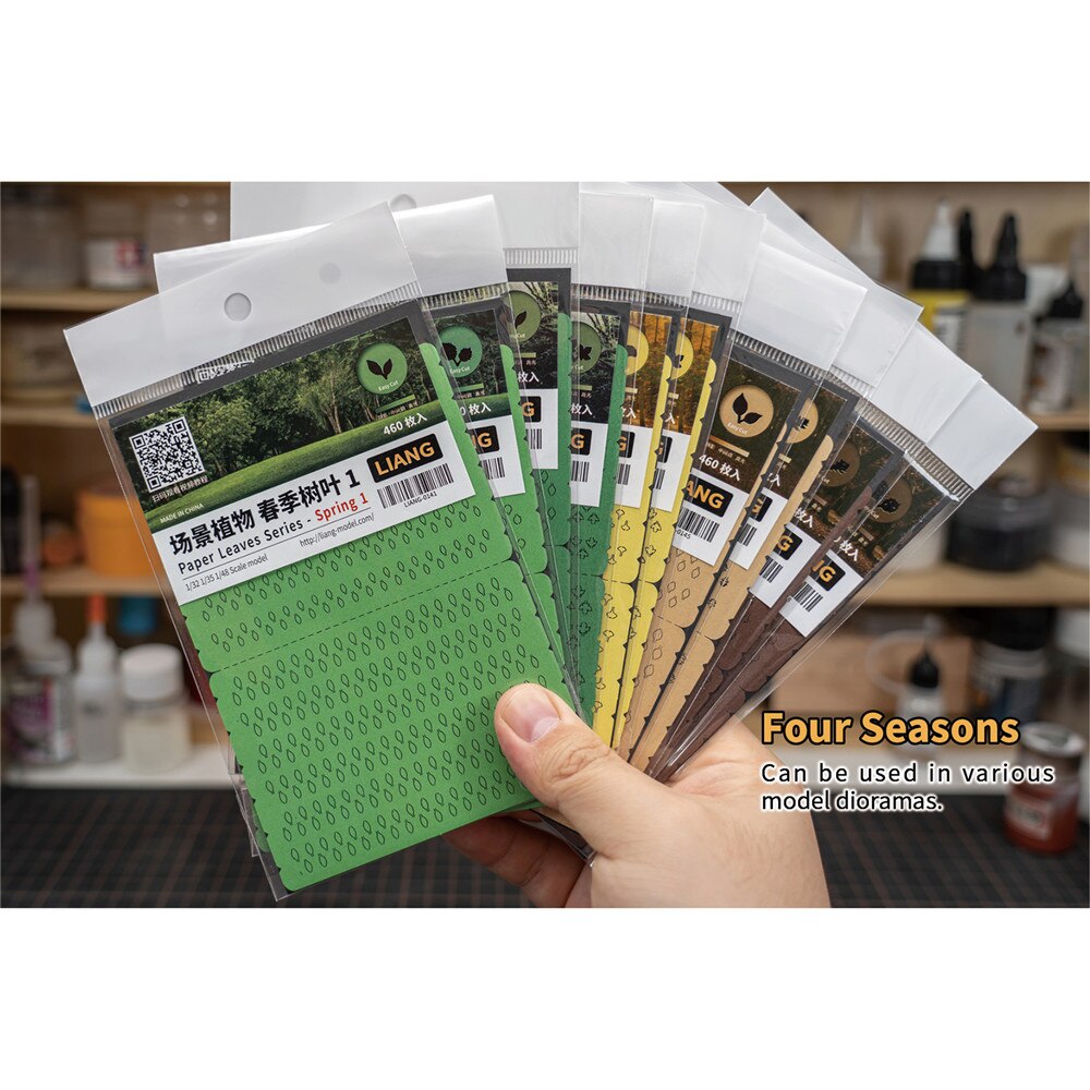 Cztery pory roku scena roślin spadające liście 1/32 1/35 1/48 skala roślin Model DIY naturalne kolory liści papieru zestaw dekoracji