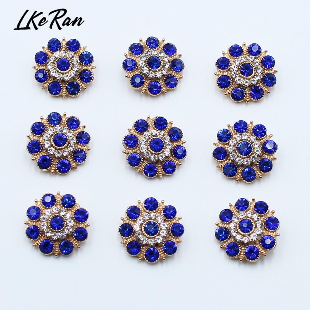 10 pièces de boutons en diamant strass de 20MM, Base de tige en alliage pour bricolage, accessoires de couture, décorations de mariage artisanales: D