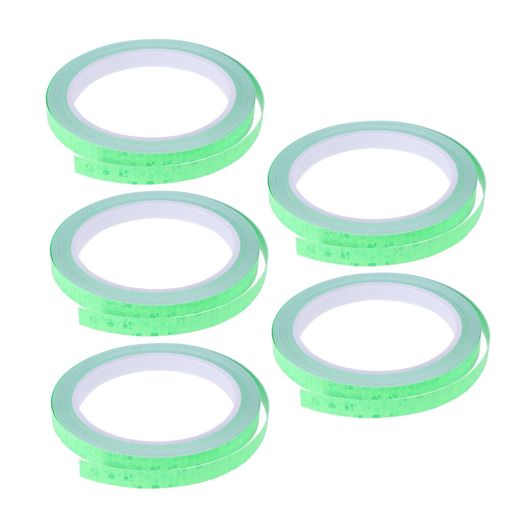 5Pcs Fiets Wiel Reflecterende Stickers Veiligheid Accessoires Tape Rim Stickers Waarschuwing Strips Voor Fietsen Wiel (Groen)