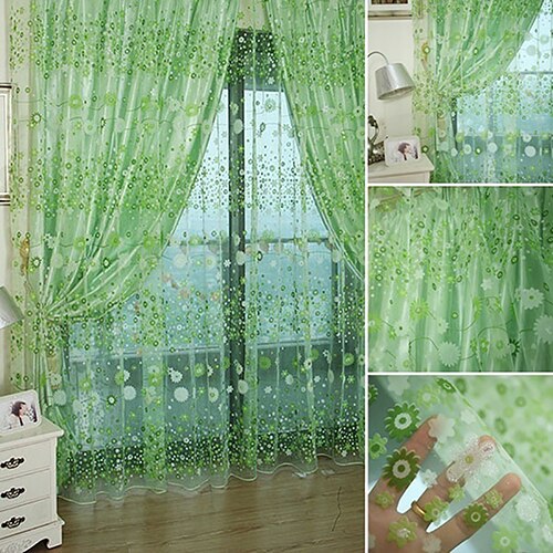 Pastorale Bloemen Voile Sheer Tulle Venster Interieur Gordijn Volant Deur Scheidingswand Drape Decoratie Gordijnen