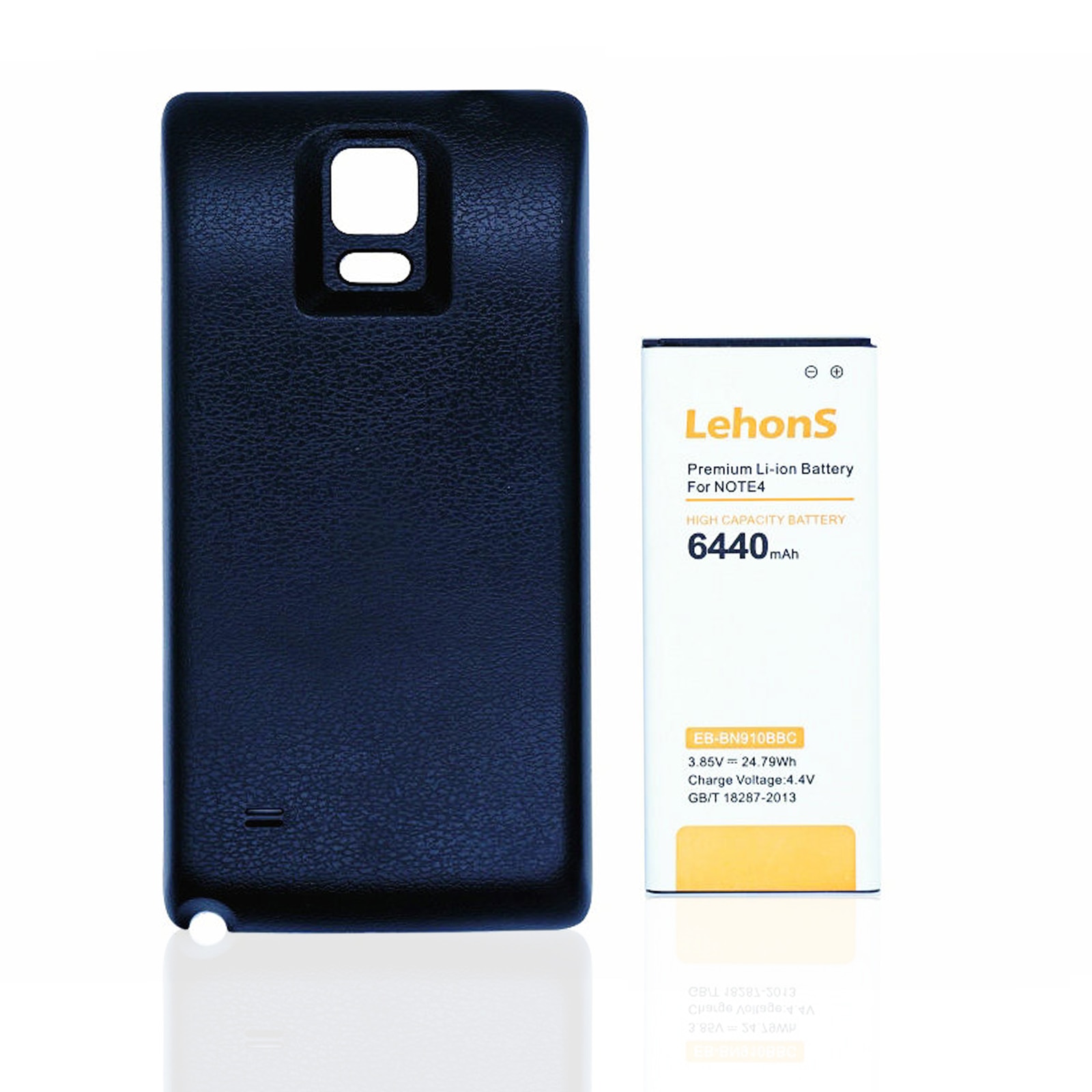 LehonS 6440mAh / 24.79W EB-BN910BBE Replacement Phone Extended Battery + Black Cover Case For Samsung Galaxy Note 4 N9100