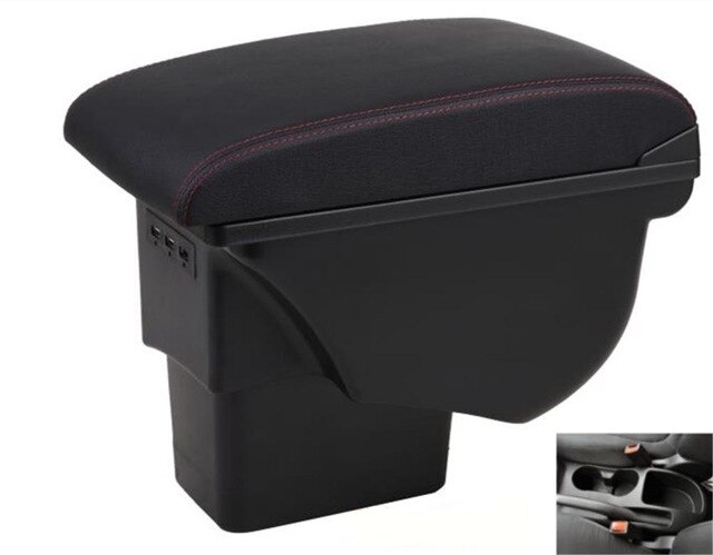 Voor Kia Soul Armsteun Doos Lederen Auto-interieur Onderdelen Center Console Armsteun Doos Auto Armleuningen Opslag Met Usb: Black red line