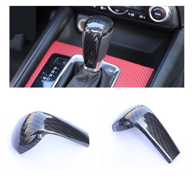 Perilla de palanca de cambios de coche de fibra de carbono, Panel de Control, cubierta de marco de cabeza de engranaje, pegatina embellecedora para Mazda Cx-5 Cx5 Cx 5 , accesorios