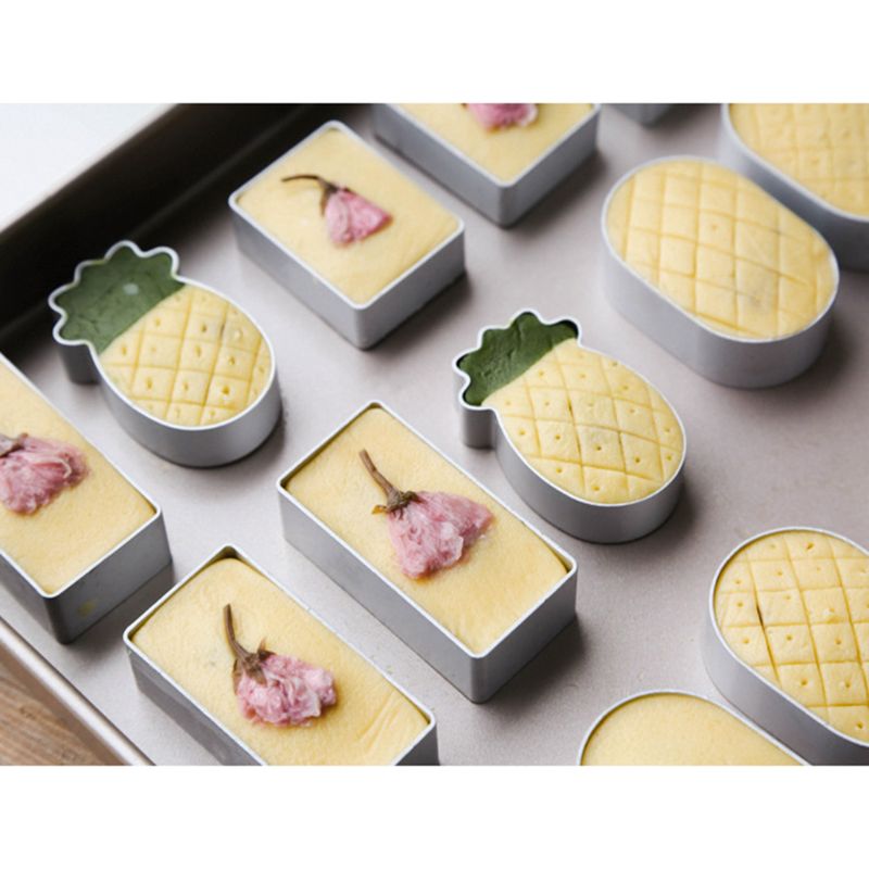 10 stuks vierkant rechthoek ellips hart ananas bloemvorm taart cake koekjesvorm koekjesvorm stempel pers snijgereedschap  u1je