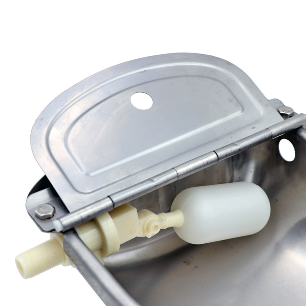 Stainless Steel With Drain Hole Drink Automatic Float Farming Trough Horse Cow Water Bowl Supplies Sheep Dog Pet Goat Cattle