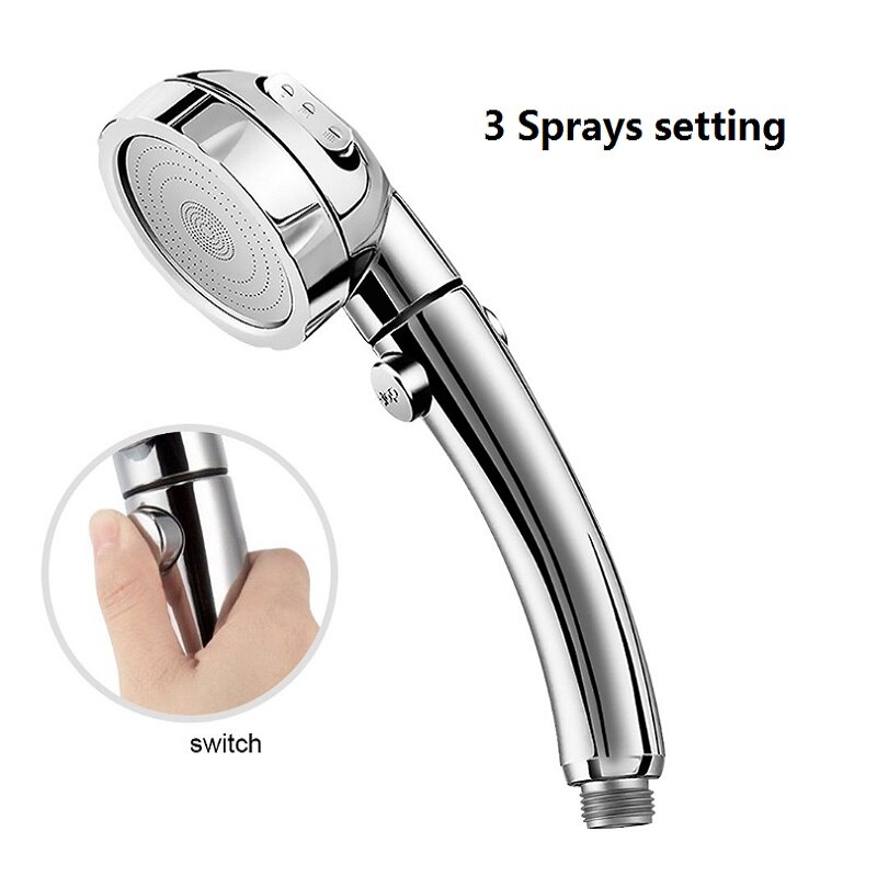 3 Spary Handheld Shower Head Setting with ON/OFF Pause Switch Water Saving Adjustable Luxury Spa High Pressure shower head
