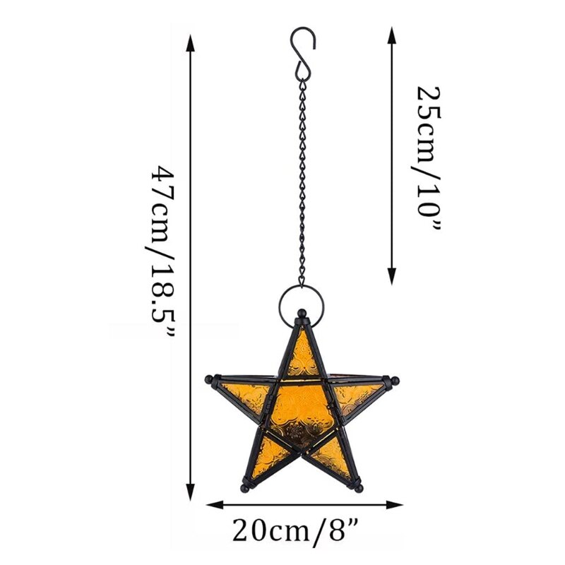 Ster Glas Votive Waxinelichtje Houder Opknoping Verlichting Lantaarn Bruiloft Geboorte 270B