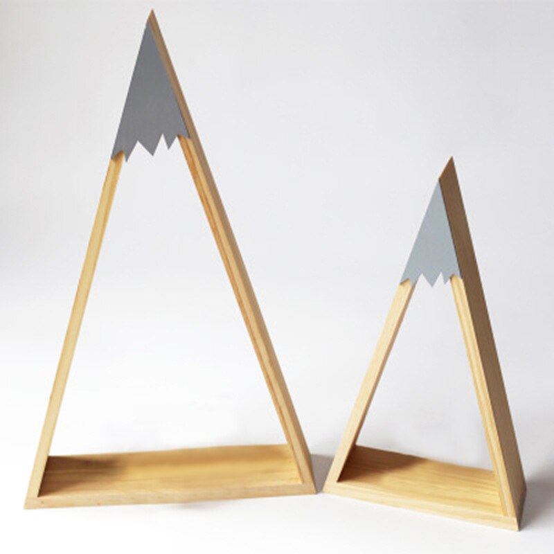 Estante de pared de madera para decoración del hogar, repisa flotante de estilo nórdico para habitación de bebé, montaña y nieve, JJJSN11451, 2 unids/set: Grey