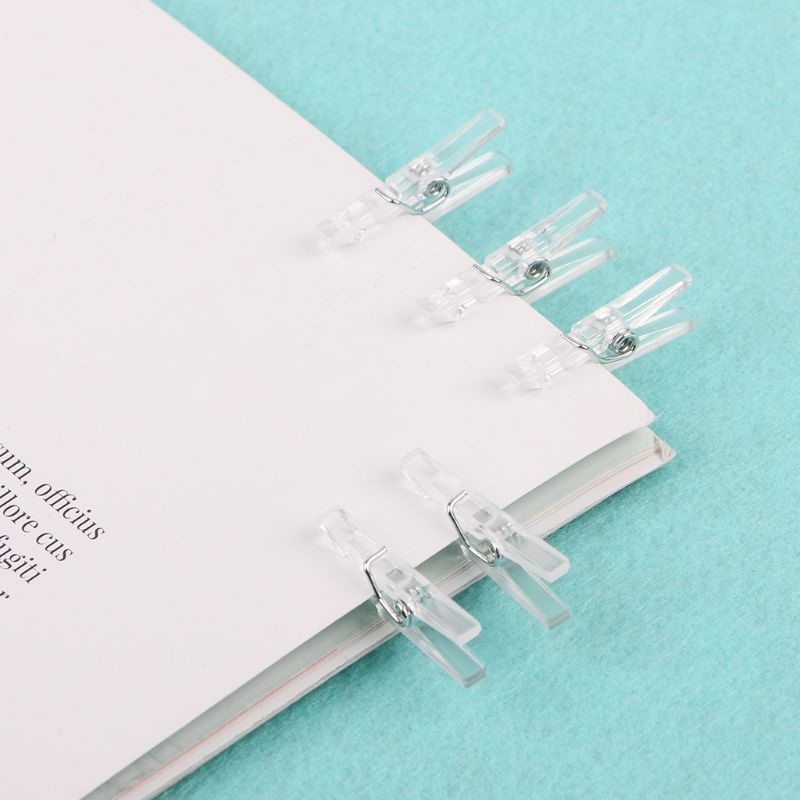 20Pcs 25mm Mini Spring Clear Transparent Clips Clothes Photo Paper Peg Party Home Decoration D08A