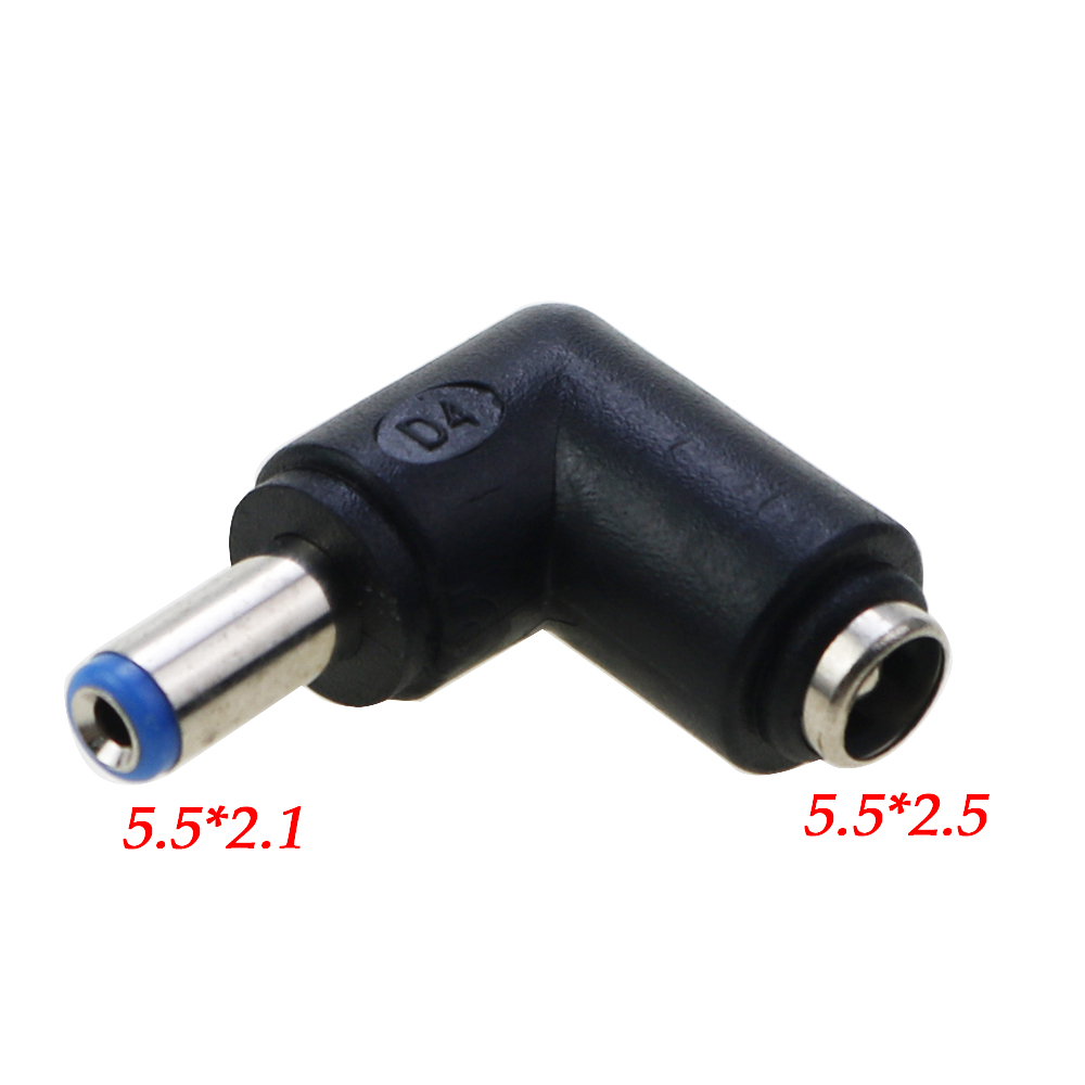 1PC DC Power Converter Plug 5.5x2.1mm Internal Thread To 90 Degrees 5.5x2.5 6.0X1.4 4.0X1.7mm External Thread Adapter Connector: Silver