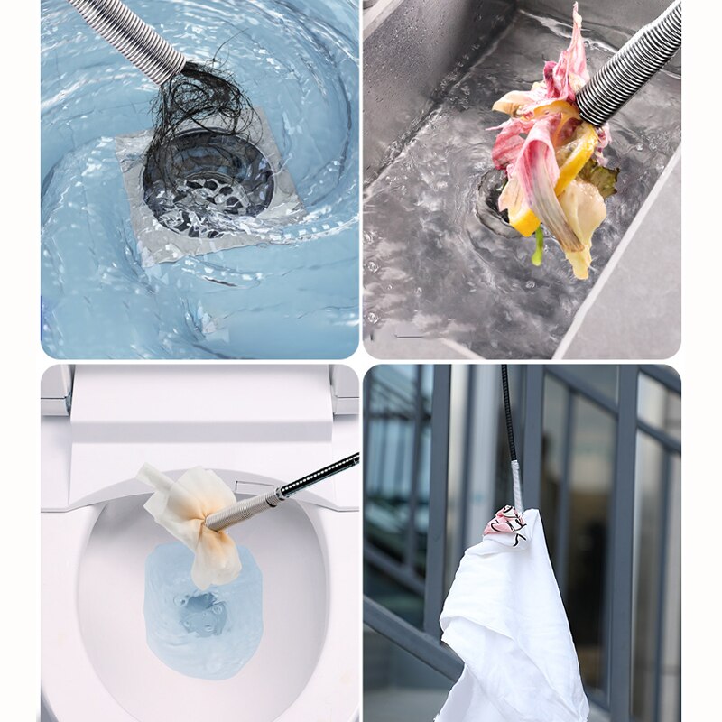 Sewer Pipe Unblocker Snake Spring Pipe Dredging Tool Kitchen Bathroom Sewer Cleaning Tool Kitchen Accessories 90/160cm