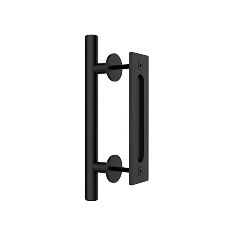 Poignée de porte de grange noire circulaire Double face, porte américaine en bois, porte coulissante intérieure, poignée de porte Mobile, entièrement noire renforcée