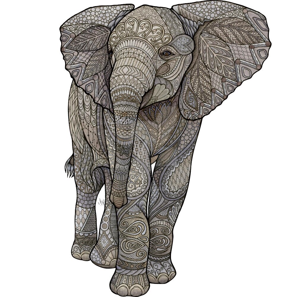 Animal Wood Puzzle Tai Chi Theme Jigsaw Puzzle Unique Shaped Parts for Adults Board Games Kid(6-18+) Educational Toy: A4 Size F