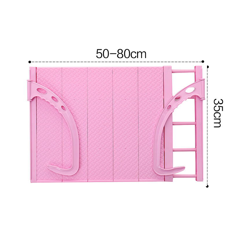 Multifunction Home Balcony Hanging Hanger Shelf Adjustable Foldable Clothes Shoes Drying Rack Holder Storage Organizer Shoe Rack: Pink-L